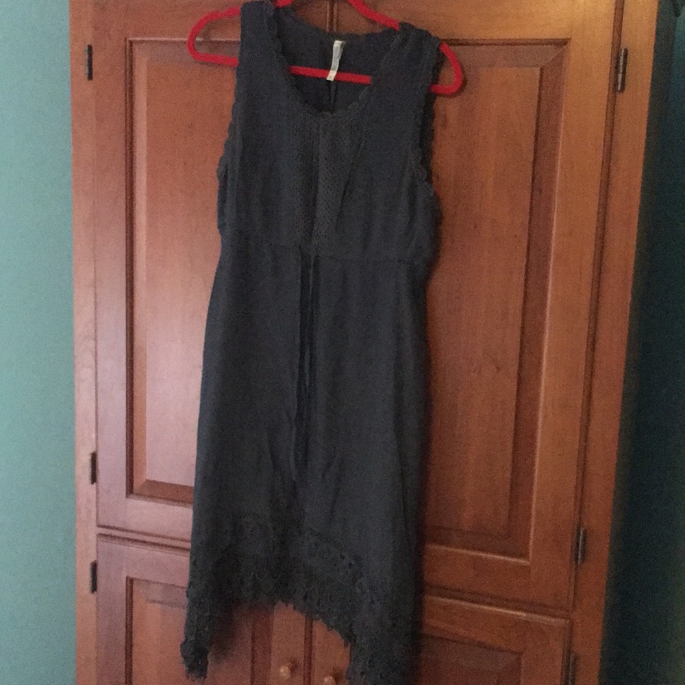 Charcoal grey linen dress